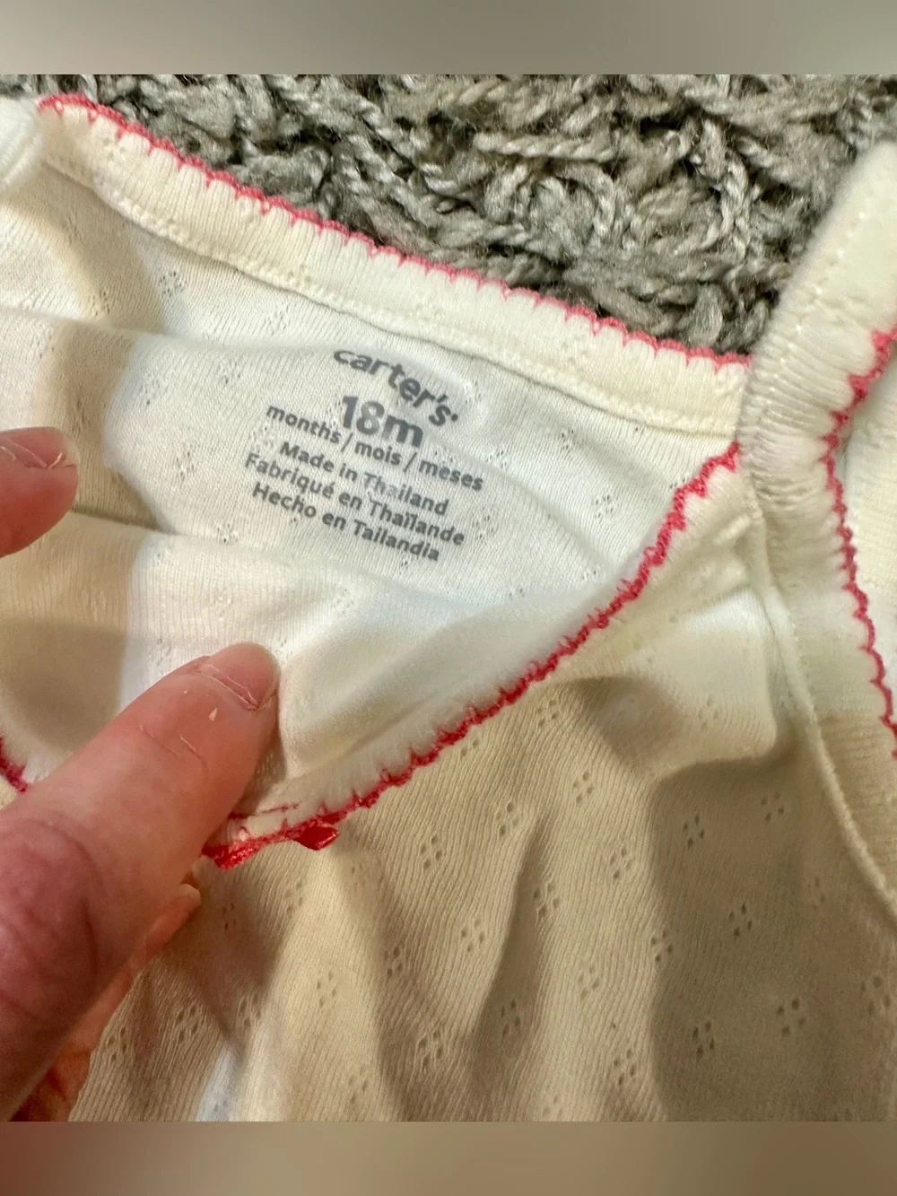Carter's White Short Sleeve Baby Bodysuit with Pink Trim